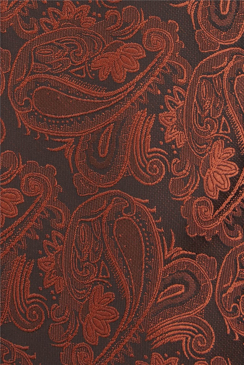 Scott & Taylor Burnt Orange Tonal Small Paisley Tie