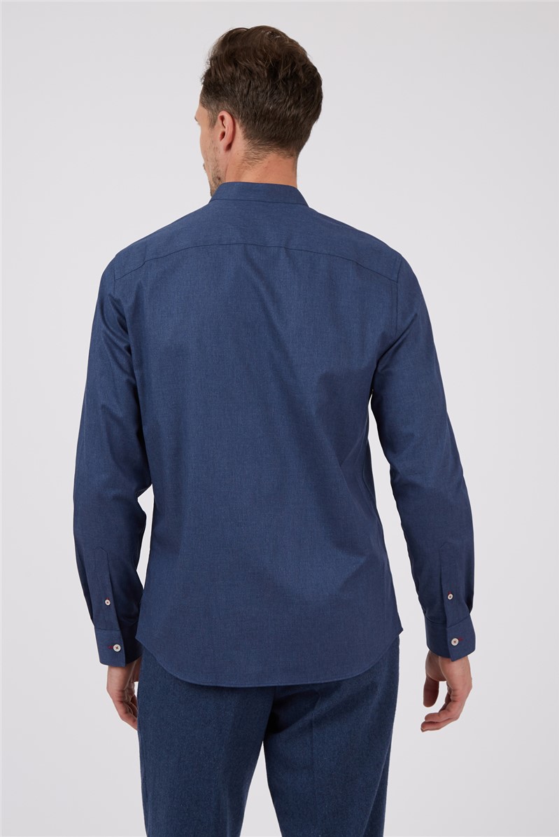  Blue Grandad Collar Shirt