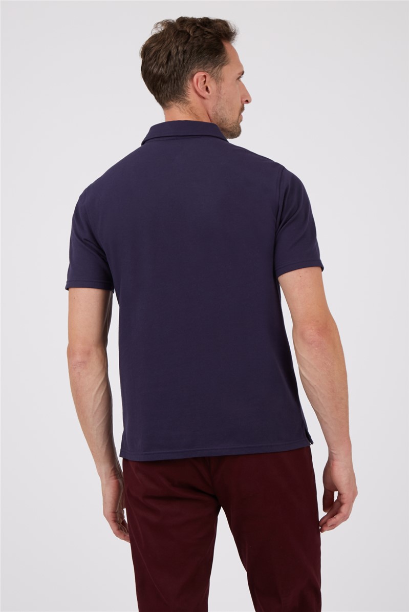  Short Sleeve Plain Pique Polo - Navy Blue