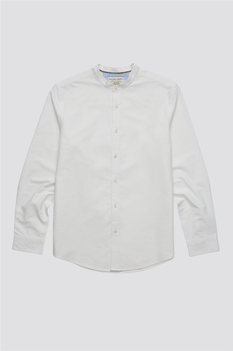  Long Sleeved Grandad Collar Oxford Shirt