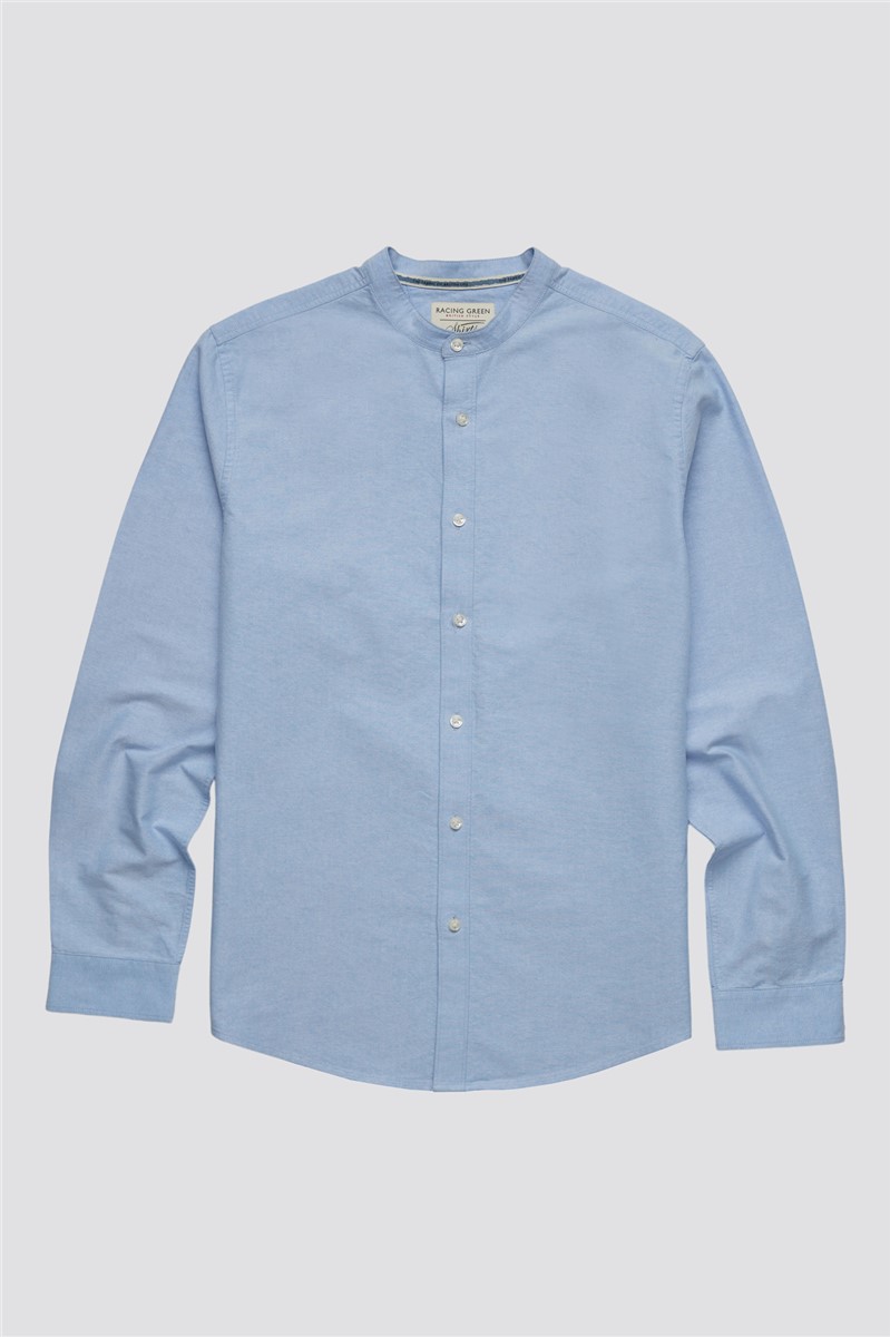  Long Sleeved Grandad Collar Oxford Shirt