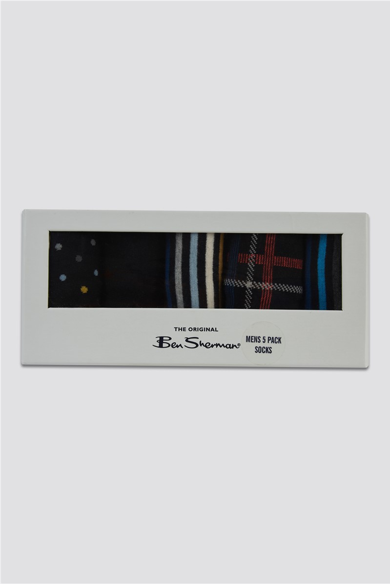 Ben Sherman Cocoa 5 Pack of Gift Socks