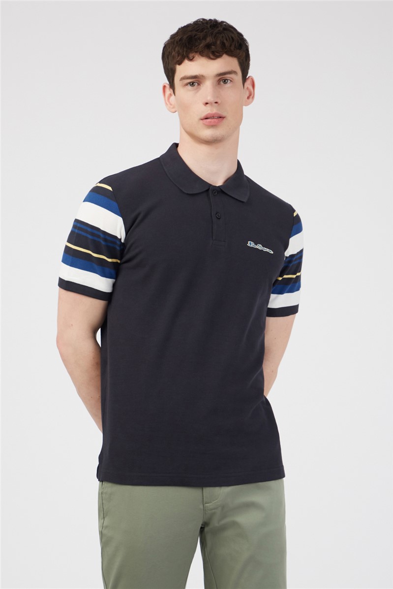  Sleeve Stripe Polo Shirt