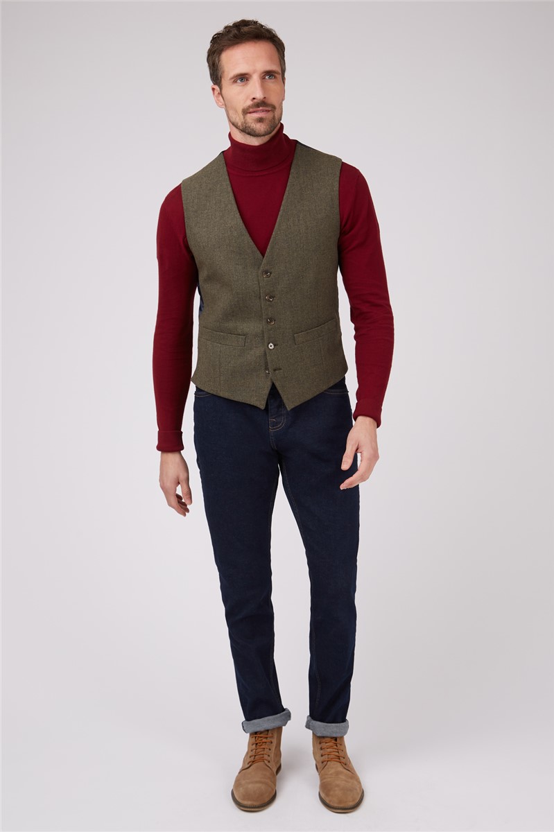  Olive Tweed Waistcoat