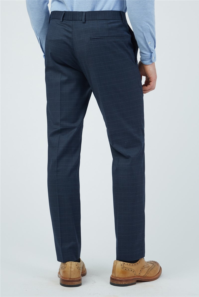  Slim Fit Navy Check Trousers