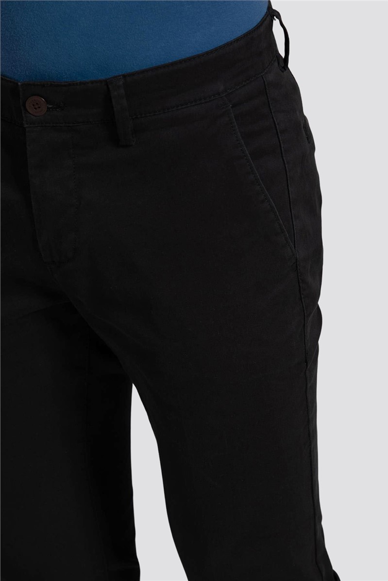 Concrete Regular Fit Black Chino Trousers