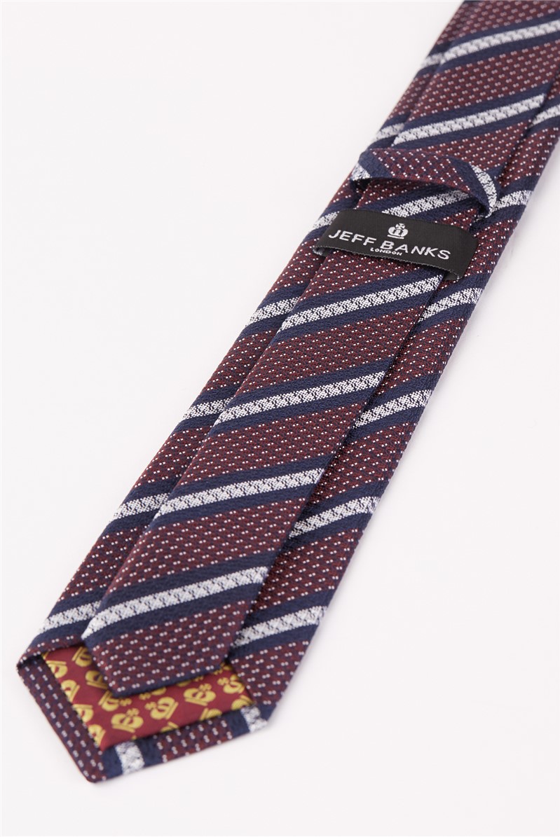 Jeff Banks Burgundy & Navy Stripe Tie