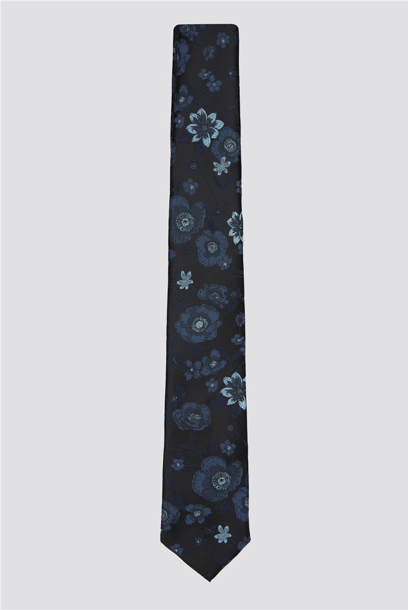  Navy Large Floral Tie