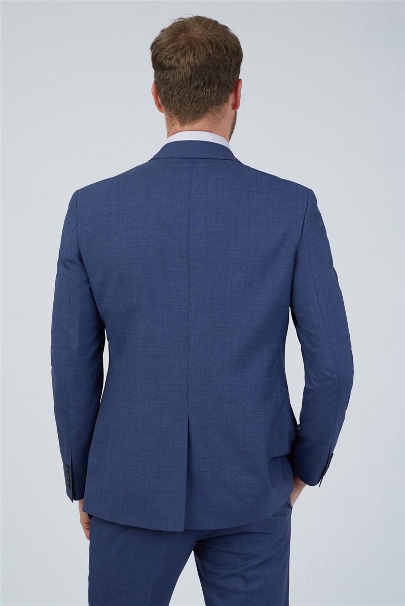  Tailored Fit Blue Semi Plain Suit Jacket