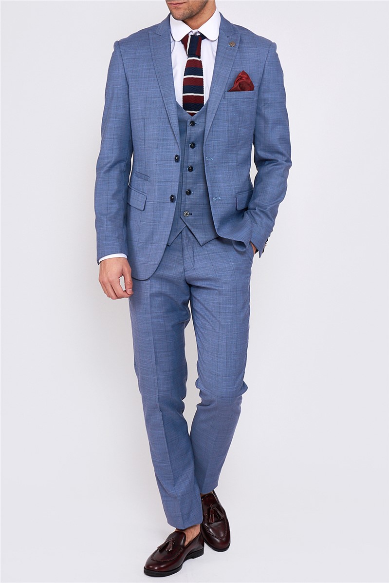  Slim Fit Blue Sid Three Piece Suit