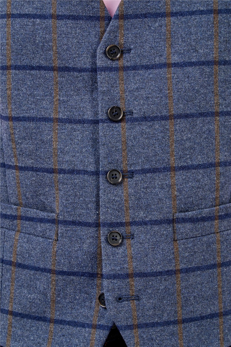  Blue Check Tweed Waistcoat