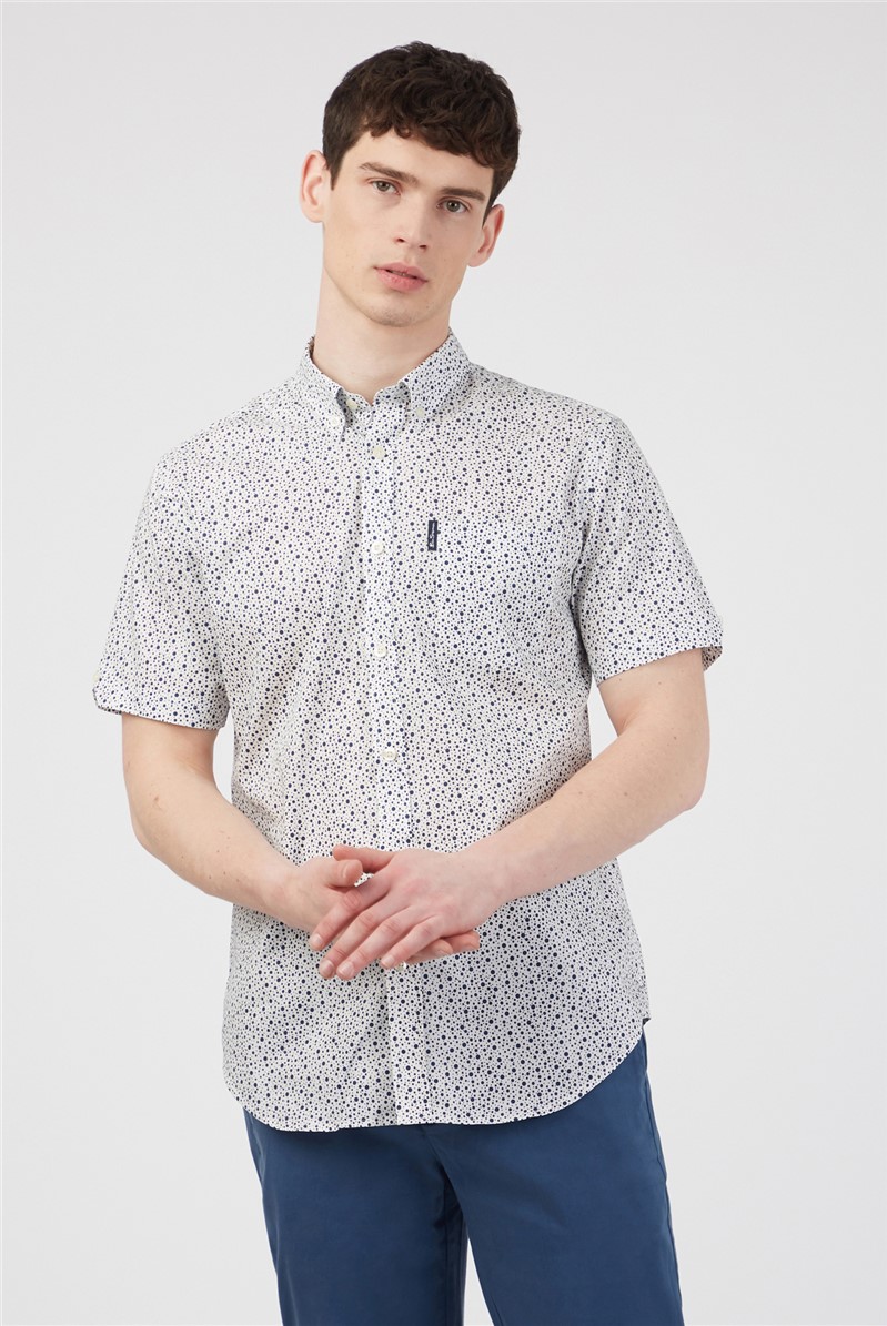  Regular Fit Short Sleeve Irregular Spot Print Shirt