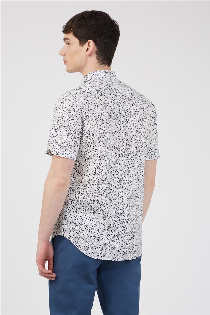  Regular Fit Short Sleeve Irregular Spot Print Shirt