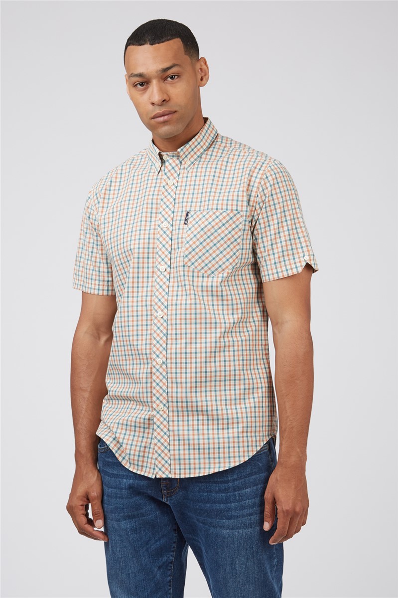 Short Sleeve Teal House Check Shirt