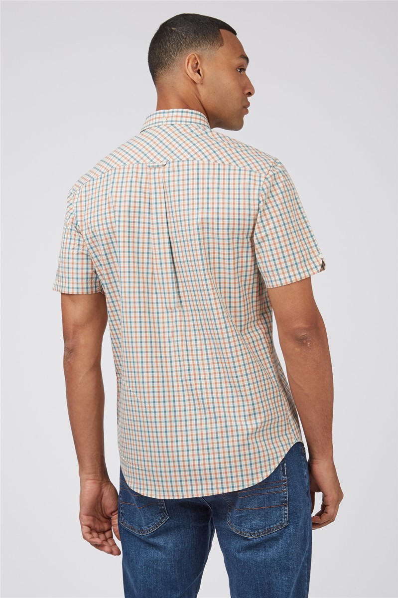 Short Sleeve Teal House Check Shirt