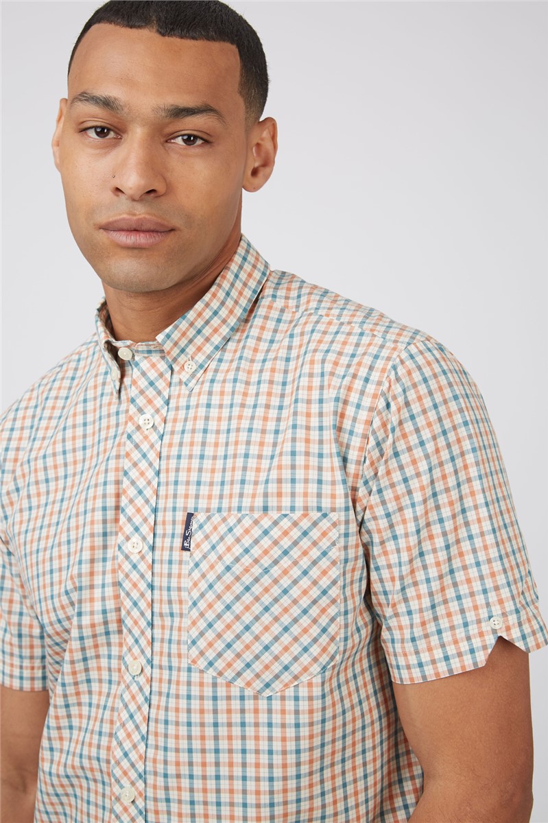 Short Sleeve Teal House Check Shirt