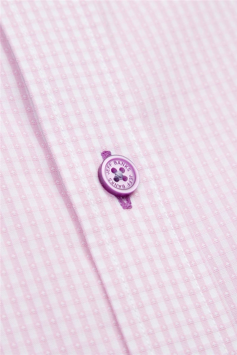 Studio Tailored Fit Pink Dobby Check Shirt