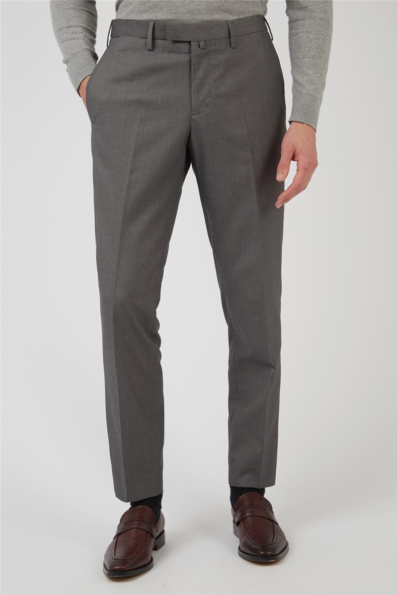 Flat Front Plain Charcoal Trouser