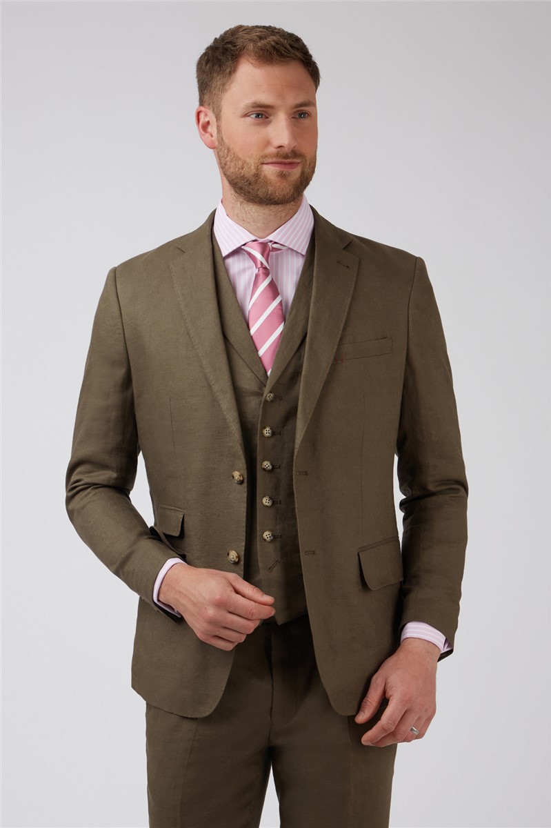  Classic Fit Bronze Linen Waistcoat