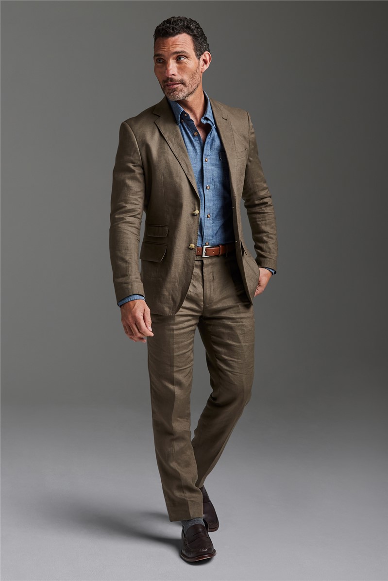  Classic Fit Bronze Linen Waistcoat