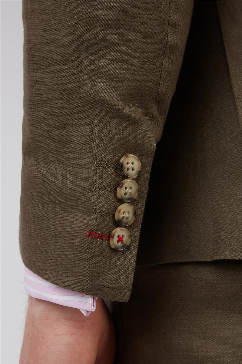  Classic Fit Bronze Linen Waistcoat