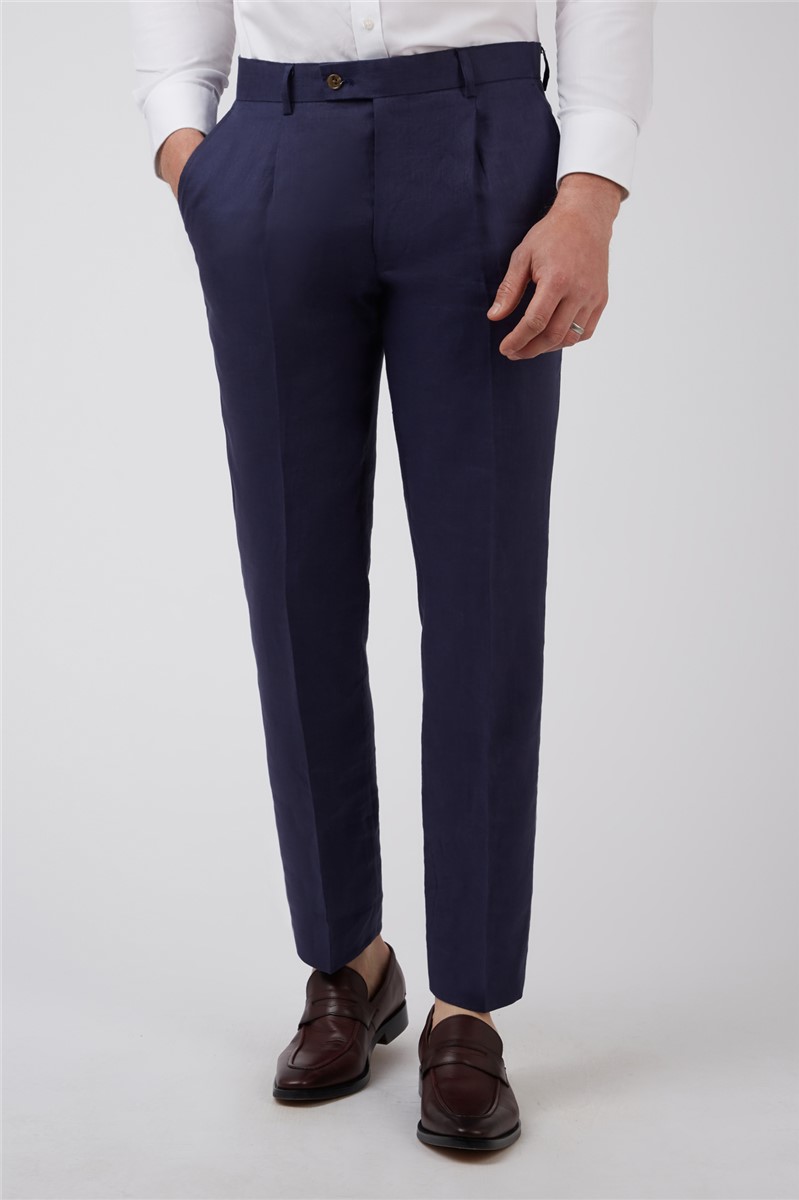  Navy Linen Suit Trousers