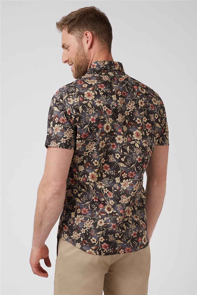 Jeff Banks, Men's Wine Floral Print Shirt