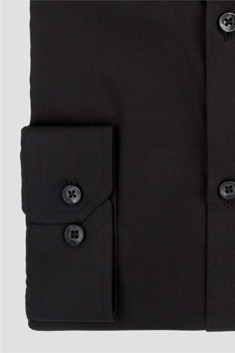 Limehaus Black Poplin Shirt | Suit Direct