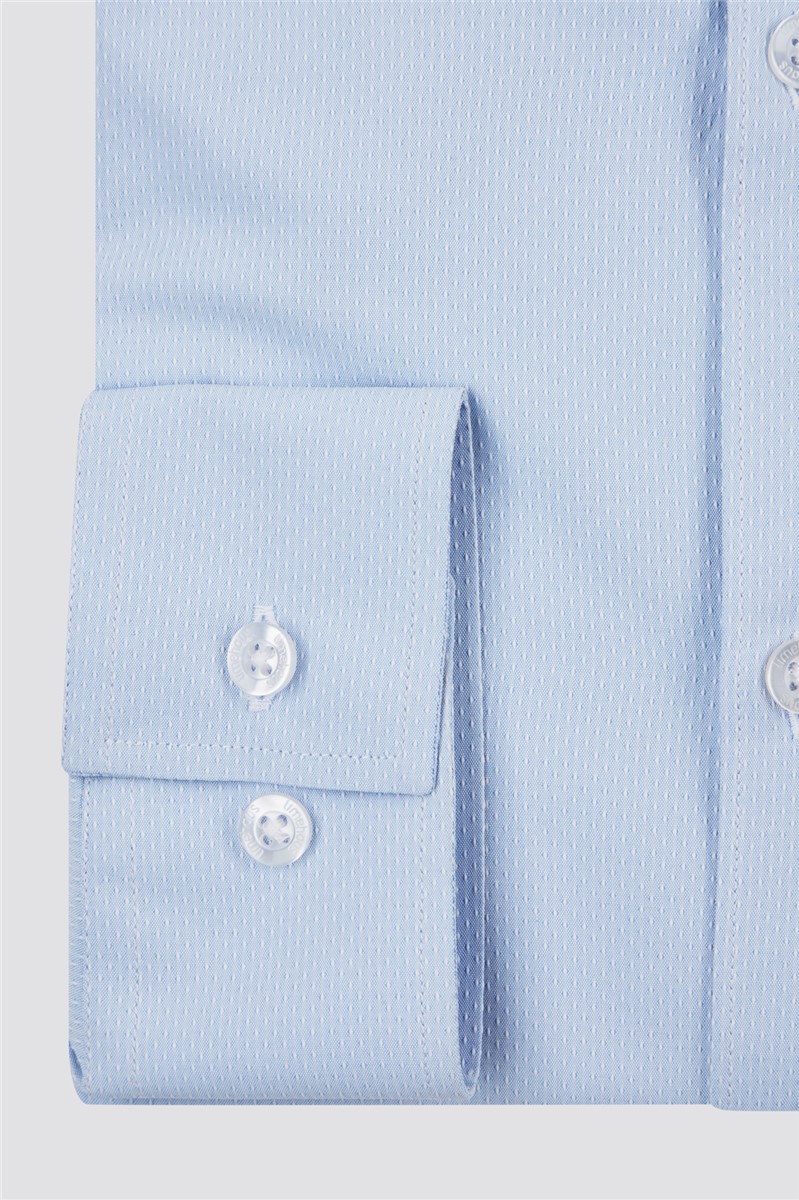  Regular Fit Single Cuff Pale Blue Textured Shirt