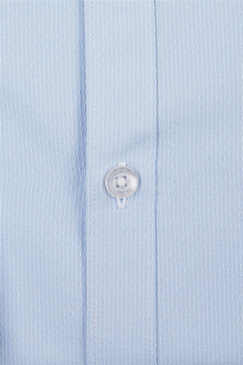  Regular Fit Single Cuff Pale Blue Textured Shirt