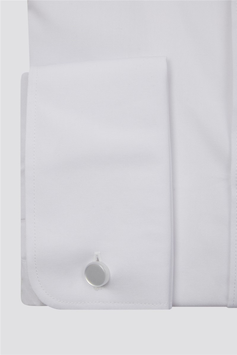  Regular Fit Double Cuff White Poplin Shirt