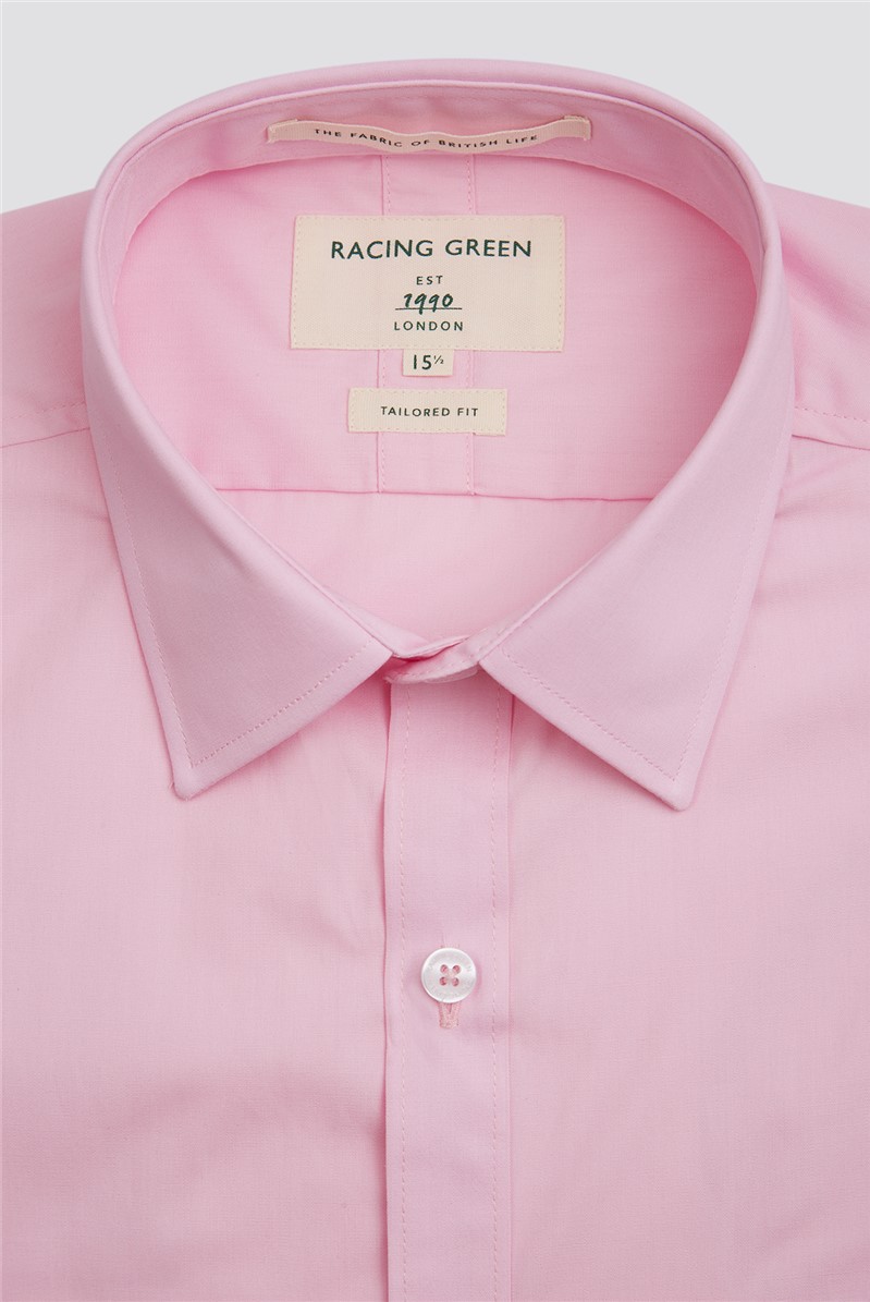  Tailored Fit Single Cuff Pink Poplin Shirt