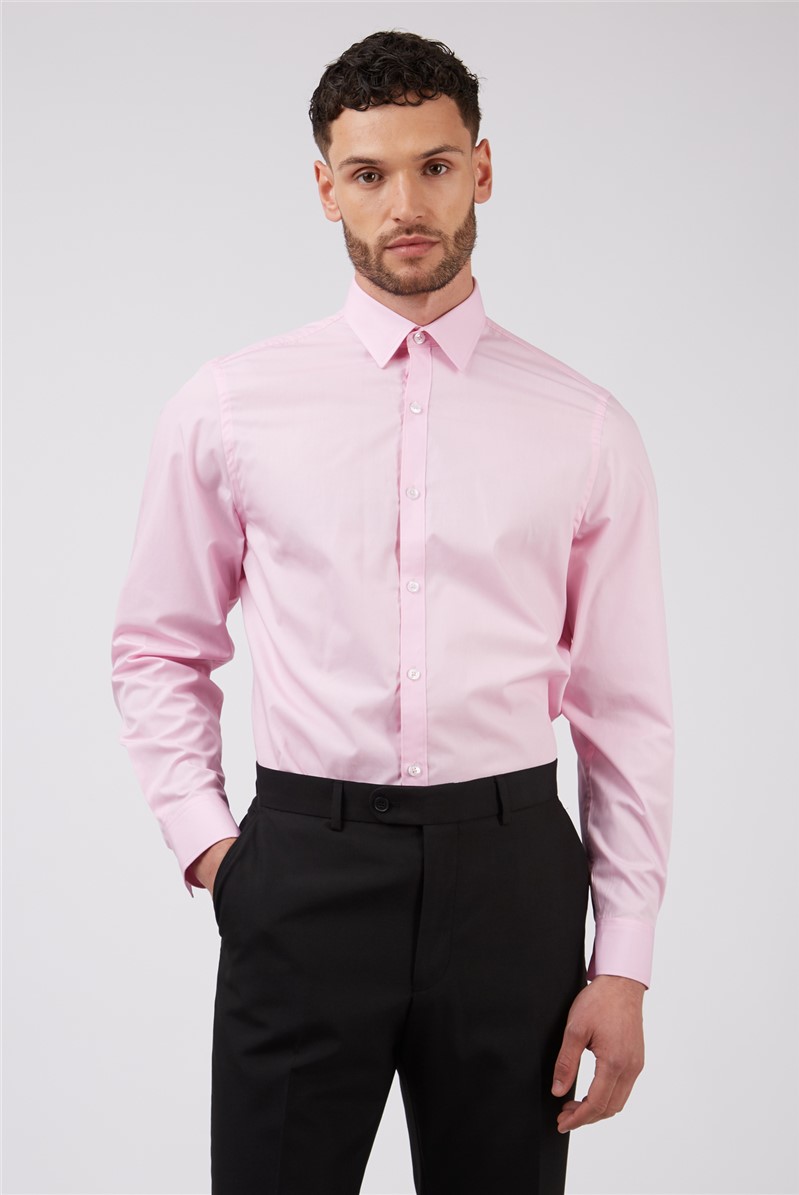 Racing Green Regular Fit Single Cuff Pink Poplin Shirt