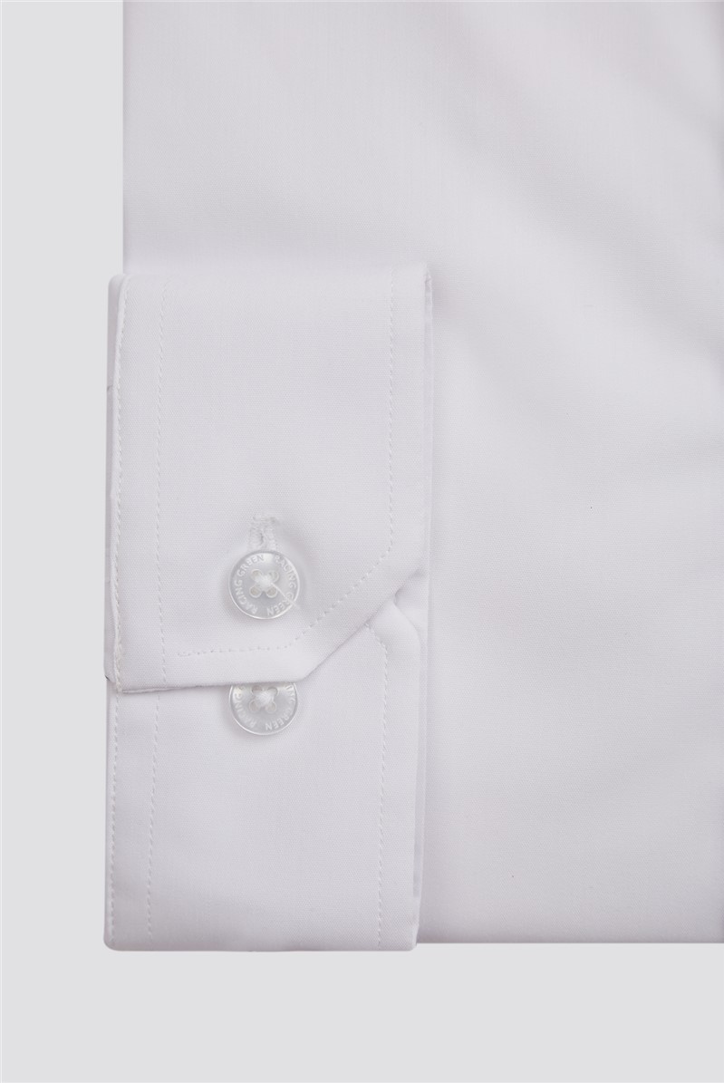  Slim Fit Single Cuff White Stretch Shirt