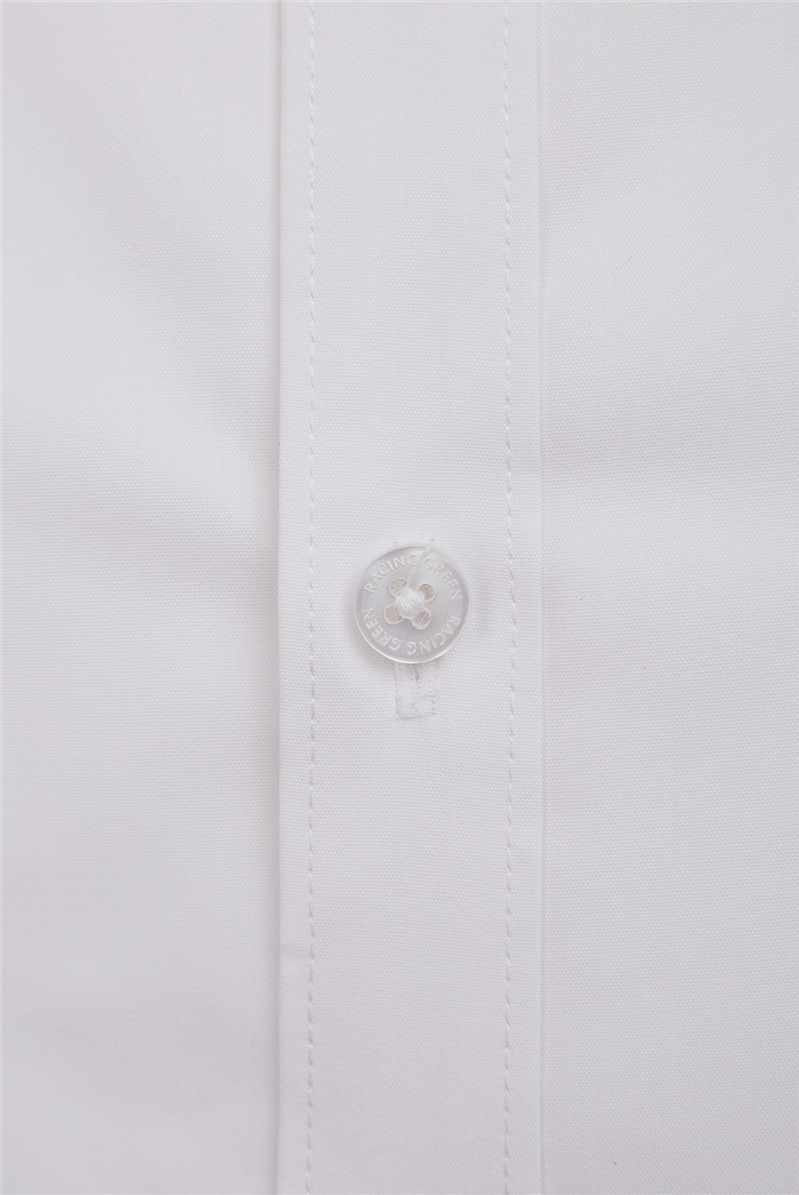  Slim Fit Double Cuff White Stretch Shirt