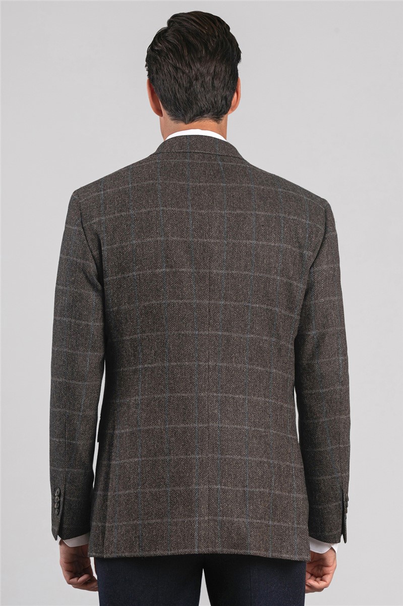  Regular Fit Dark Brown Checked Blazer