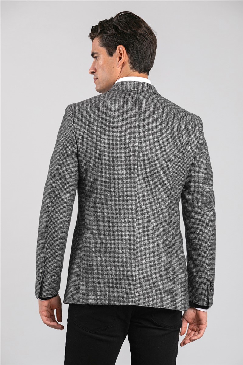 Concrete Tailored Fit Grey Houndtooth Blazer