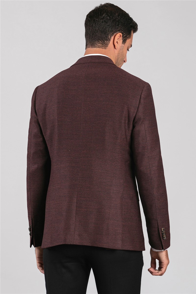 Concrete Slim Fit Bordeaux Textured Blazer