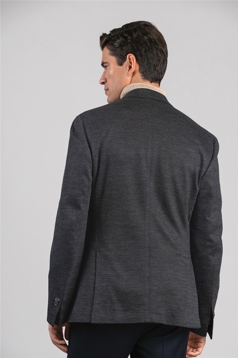  Slim Fit Charcoal Textured Blazer