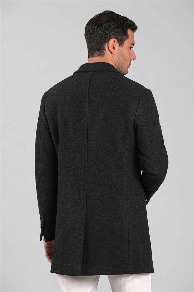 Concrete Regular Fit Charcoal Coat