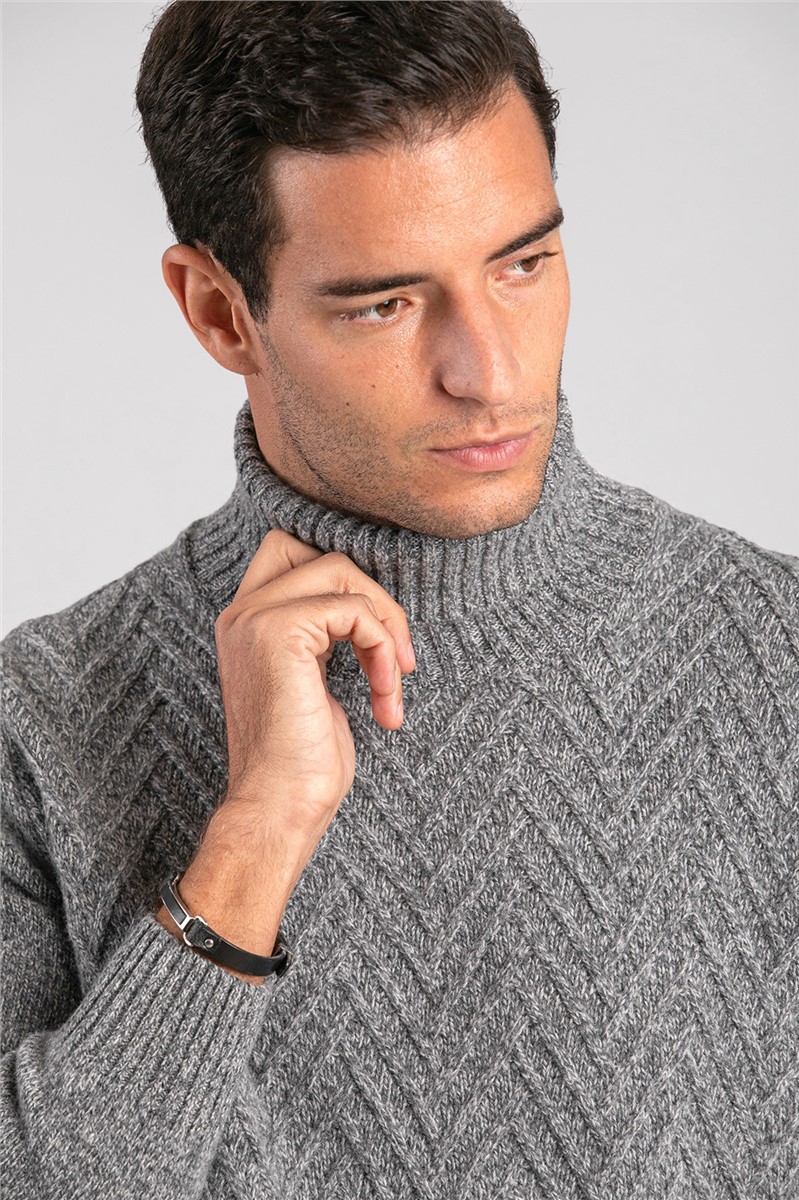  Grey Turtle Neck Pullover