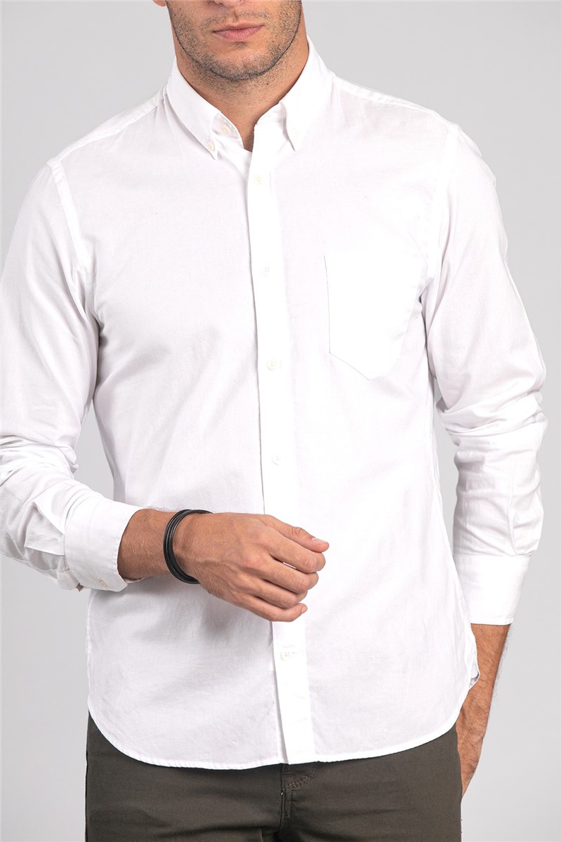  White Oxford Long Sleeved Shirt