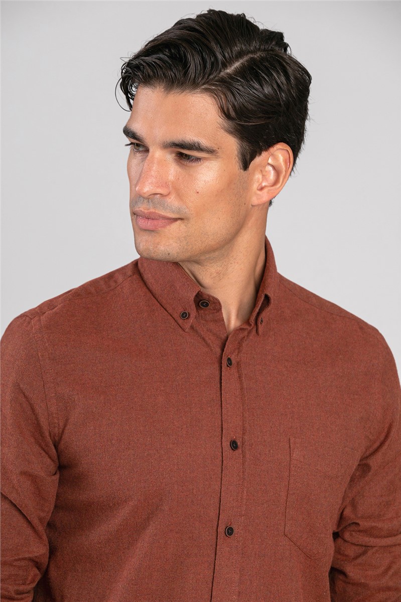  Regular Fit Dark Orange Long Sleeved Shirt