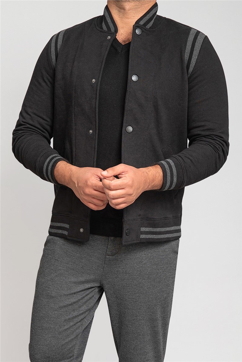  Black Snap Front Sweatshirt