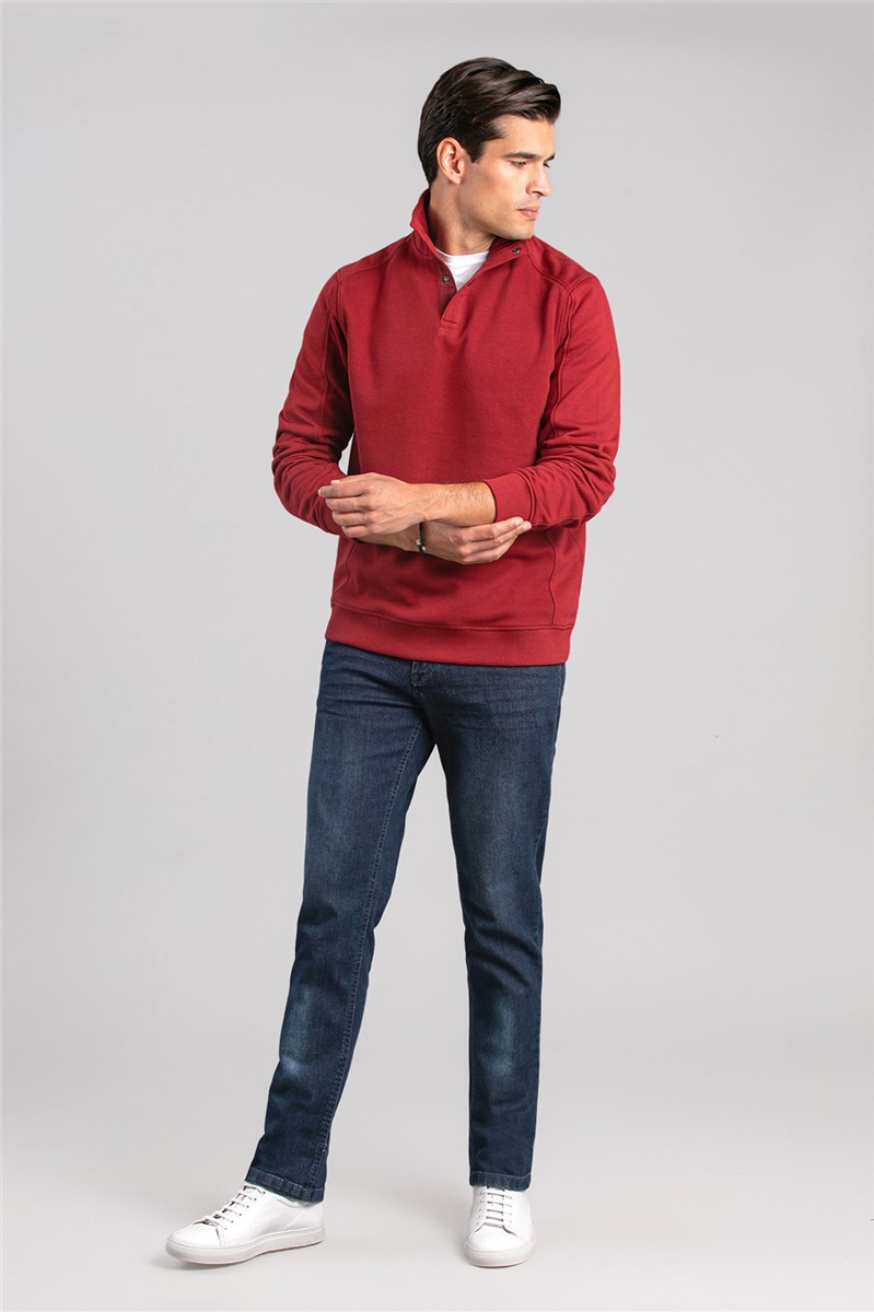  Red Mock Neck Sweatshirt