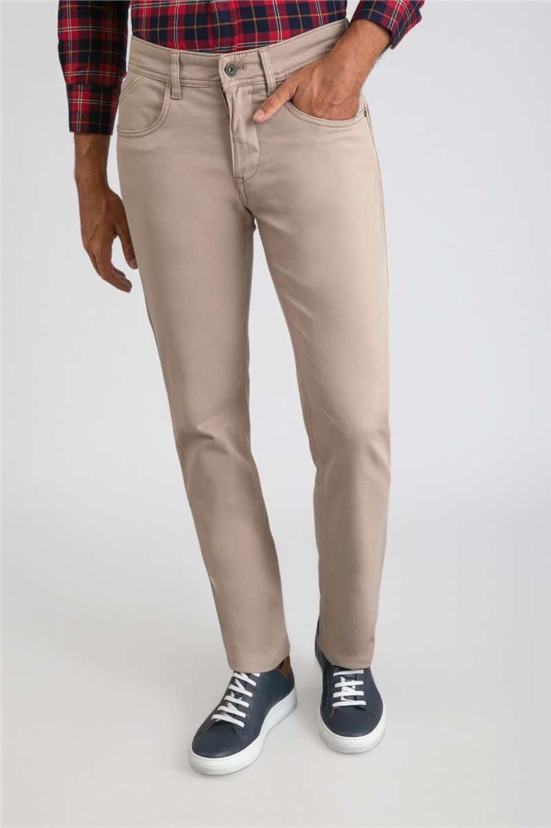  Regular Fit Beige 5 Pocket Trousers