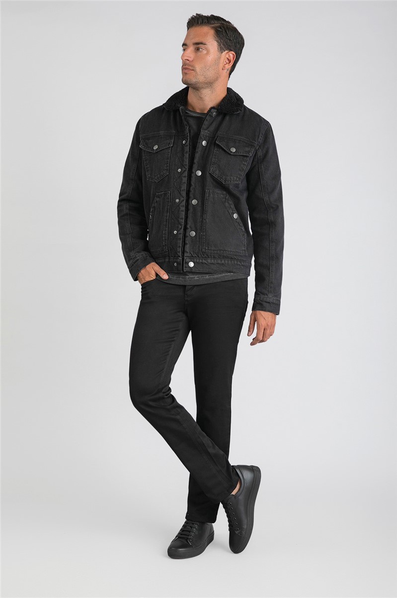  Black 4 Pocket Slim Fit Denim Jacket