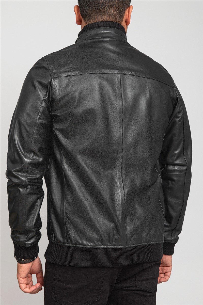  Slim Fit Black Bomber Jacket