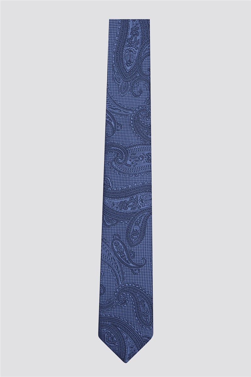  Slim Blue Tonal Paisley Tie