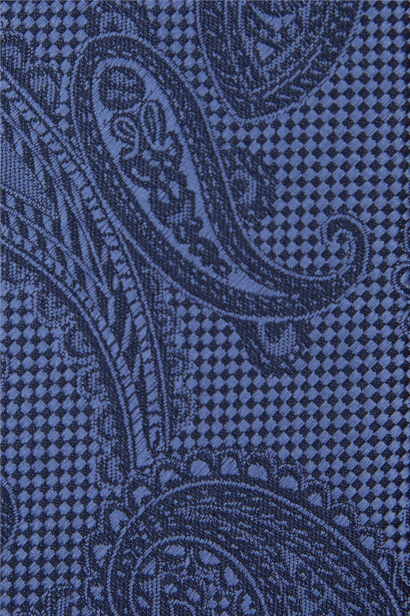  Slim Blue Tonal Paisley Tie